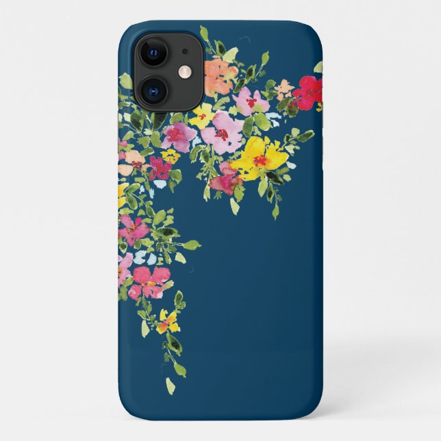 Funda De Case-Mate Para iPhone Flor silvestre florida acuarela (Reverso)