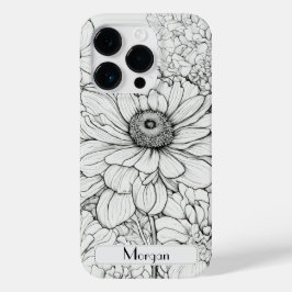 Funda Para iPhone 14 Pro De Case-Mate Flor silvestre Wreath blanco y negro Personalizado