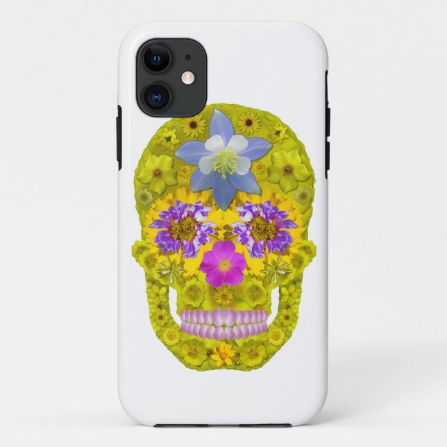 Funda De Case-Mate Para iPhone Flor Skull 3 (Reverso)
