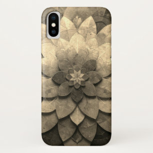 Funda Para iPhone X Flor texturizada de arte antiguo de Mandala dorada