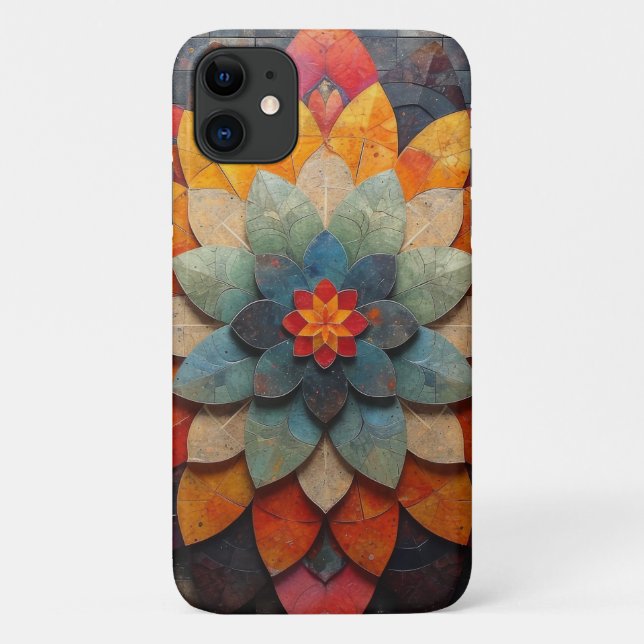 Funda De Case-Mate Para iPhone Flor texturizada de arte de Mandala (Reverso)