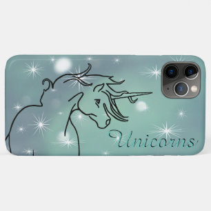 Funda Para iPhone 11 Pro Max Flor Unicornio (verde oscuro con estrellas)