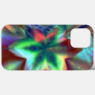 Funda Para iPhone 13 Pro Max Flor verde en rojo manchado, bajo efecto cristal