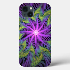 Funda Para iPhone 13 Flor verde morada arte contemporáneo abstracto fra