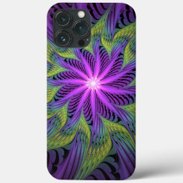Funda Para iPhone 13 Pro Max Flor verde morada arte contemporáneo abstracto fra