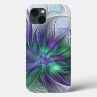 Flor verde morada Moderna Resumen arte fractal