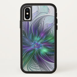 Funda Para iPhone 13 Flor verde morada Moderna Resumen arte fractal