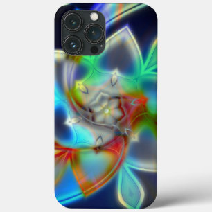 Funda Para iPhone 13 Pro Max Flor virtual colorida en estilo neón o acrílico