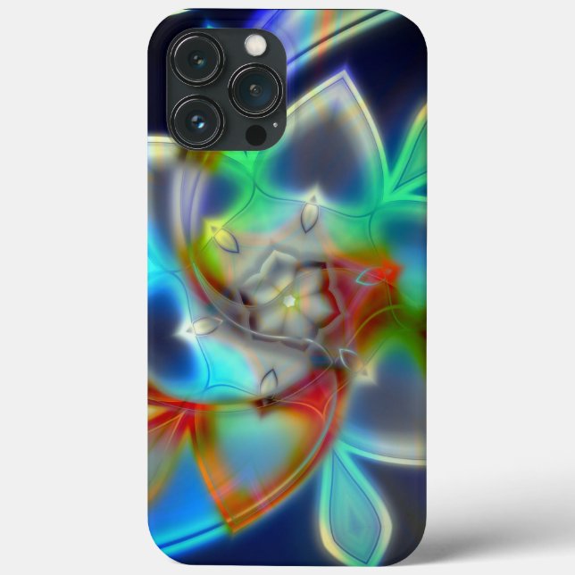 Funda De Case-Mate Para iPhone Flor virtual colorida en estilo neón o acrílico (Reverso )