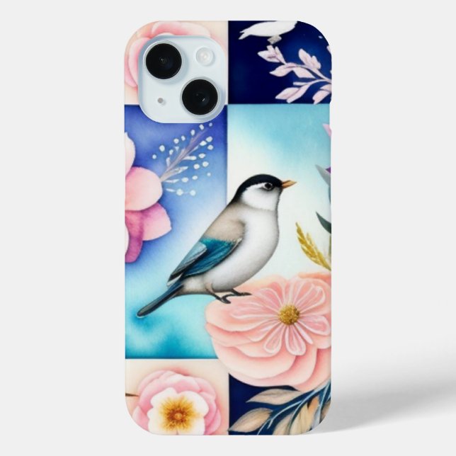 Funda De Case-Mate Para iPhone Flor y Pájaro  (Reverso )