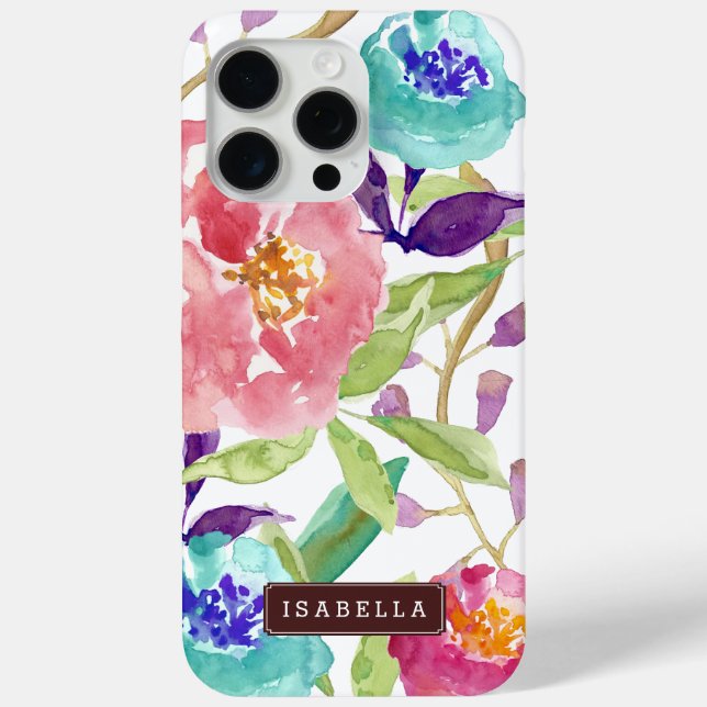 Funda De Case-Mate Para iPhone Flora acuarela de jardín (Reverso )