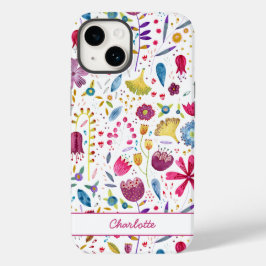 Funda Para iPhone 14 De Case-Mate Flora acuarela personalizada