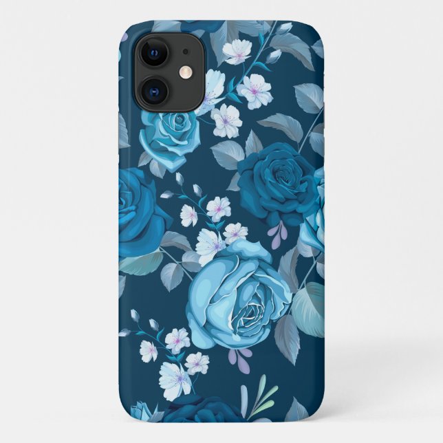 Funda De Case-Mate Para iPhone Flora azul clásica (Reverso)