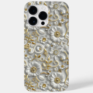 Funda Para iPhone 14 Pro Max De Case-Mate Flora de Flora 3D decorativa de oro blanco
