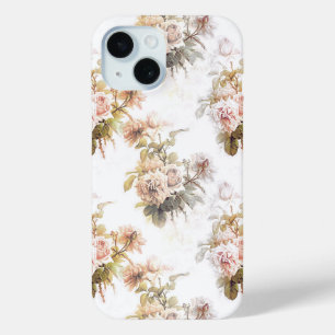 Funda Para iPhone 15 Flora de ramo rosa de rosa suave y anticuada