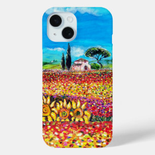 Funda Para iPhone 15 FLORA EN TOSCANA/ Campos, Cachorros y girasoles