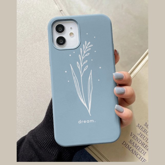 Funda De Case-Mate Para iPhone Flora estética azul blanca simple personalizada (Subido por el creador)