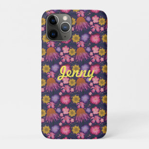 Funda Para iPhone 11 Pro Flora morada silvestre personalizada