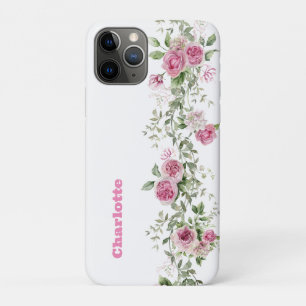 Funda Para iPhone 11 Pro Flora rosa acuarela