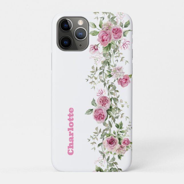 Funda De Case-Mate Para iPhone Flora rosa acuarela (Reverso)