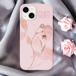 Funda Para iPhone 13 Flora suave rosa personalizada