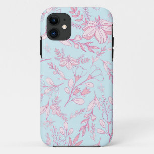 Funda Para iPhone 11 Floración de las islas azules y rosas de bonito