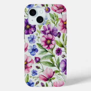Funda Para iPhone 15 Floral acuarela colorida
