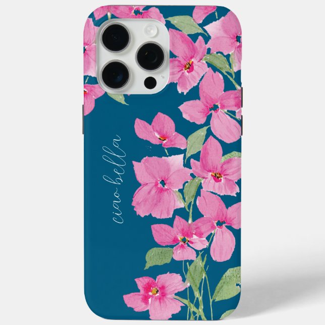 Funda De Case-Mate Para iPhone Floral Acuarela Rosa (Reverso )
