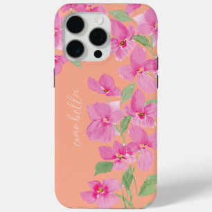 Funda Para iPhone 15 Pro Max Floral Acuarela Rosa