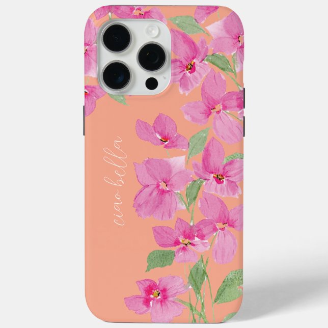 Funda De Case-Mate Para iPhone Floral Acuarela Rosa (Reverso )