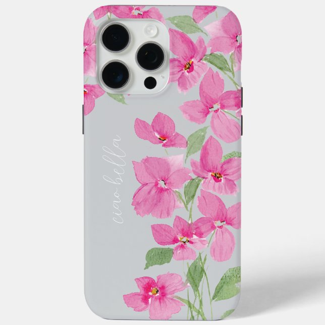Funda De Case-Mate Para iPhone Floral Acuarela Rosa (Reverso )