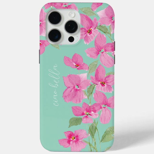 Funda De Case-Mate Para iPhone Floral Acuarela Rosa (Reverso )