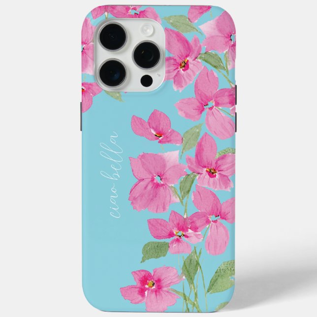 Funda De Case-Mate Para iPhone Floral Acuarela Rosa (Reverso )