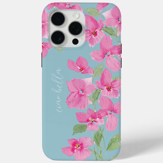Funda De Case-Mate Para iPhone Floral Acuarela Rosa (Reverso )