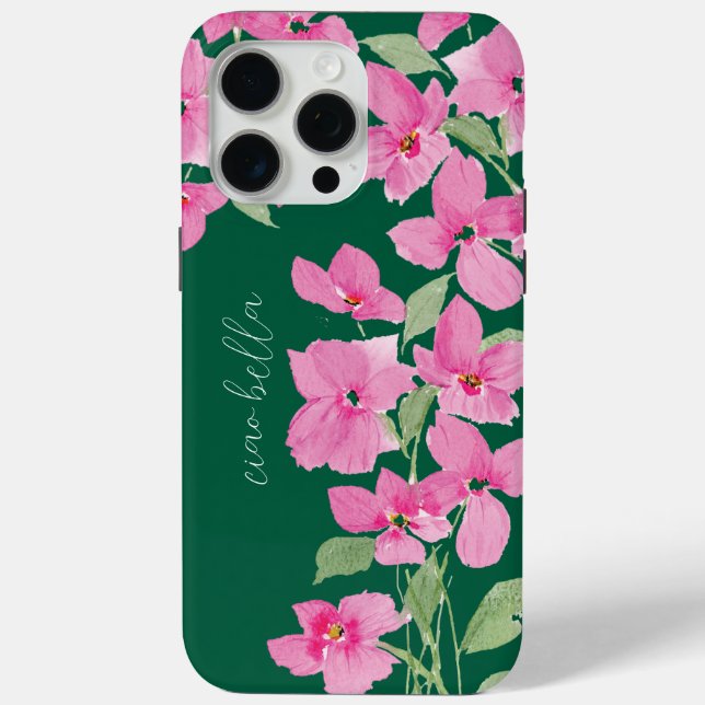 Funda De Case-Mate Para iPhone Floral Acuarela Rosa (Reverso )