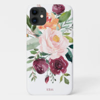 Floral acuarela rústica con monograma