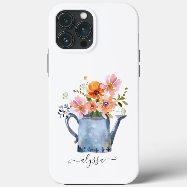 Funda De Case-Mate Para iPhone Floral acuática pintada a mano (Reverso )
