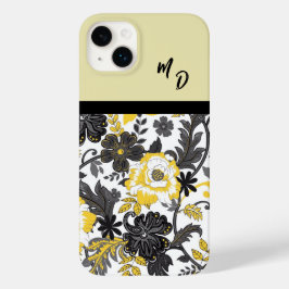 Funda Para iPhone 14 Plus De Case-Mate Floral amarilla y gris monogramada