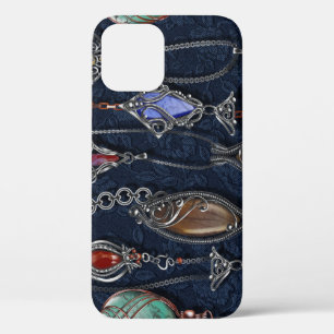 Funda Para iPhone 12 Floral Art Nouveau: Denim Elegance.