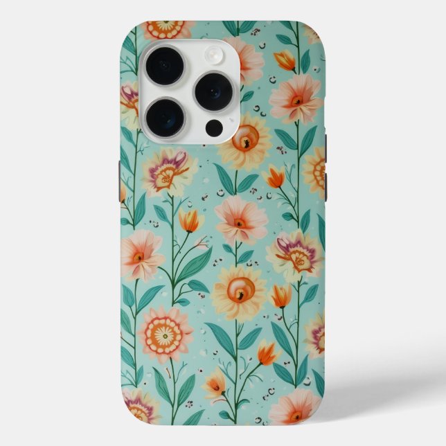 Funda De Case-Mate Para iPhone Floral Art – Pink Blossoms & Green Leaves (Reverso )