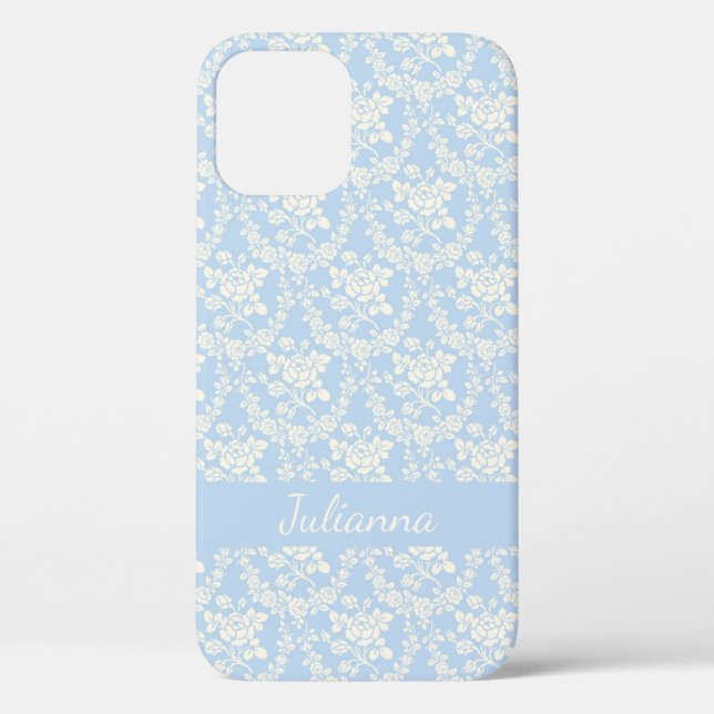 Funda De Case-Mate Para iPhone Floral azul claro en el país francés personalizada (Back)