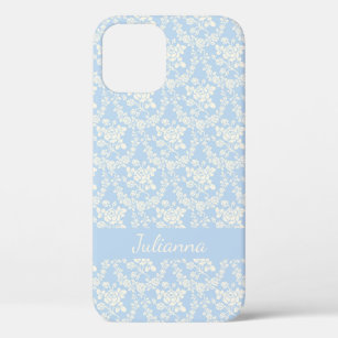 Funda Para iPhone 12 Floral azul claro en el país francés personalizada
