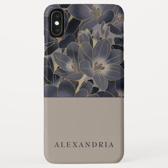 Funda De Case-Mate Para iPhone Floral azul gris y marina | Personalizado (Reverso)