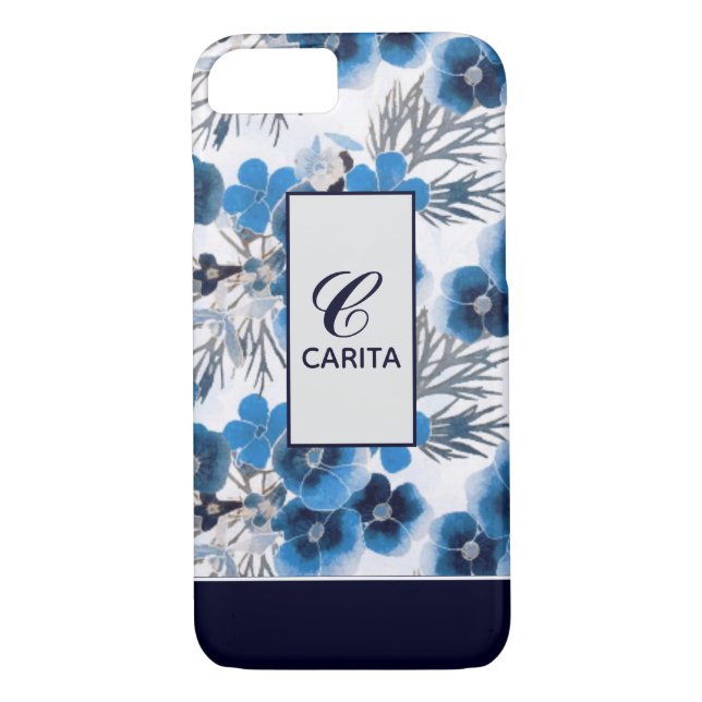 Funda De Case-Mate Para iPhone Floral azul personalizada (Reverso)