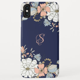 Funda Para iPhone XS Max Floral azul rosa Rubor de la marina personalizada