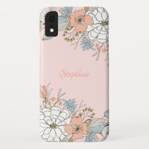 Funda Para iPhone XR Floral azul rosa Rubor personalizada