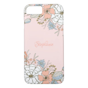 Funda Para iPhone 8/7 Floral azul rosa Rubor personalizada
