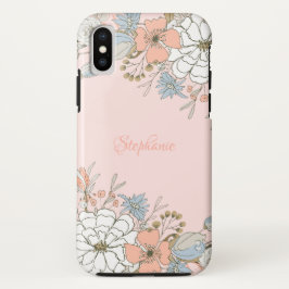 Funda Para iPhone X Floral azul rosa Rubor personalizada