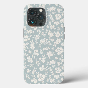 Funda Para iPhone 13 Pro Floral azul y boho blanco