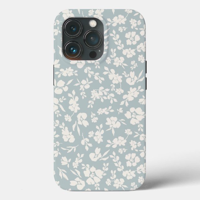 Funda De Case-Mate Para iPhone Floral azul y boho blanco (Reverso )